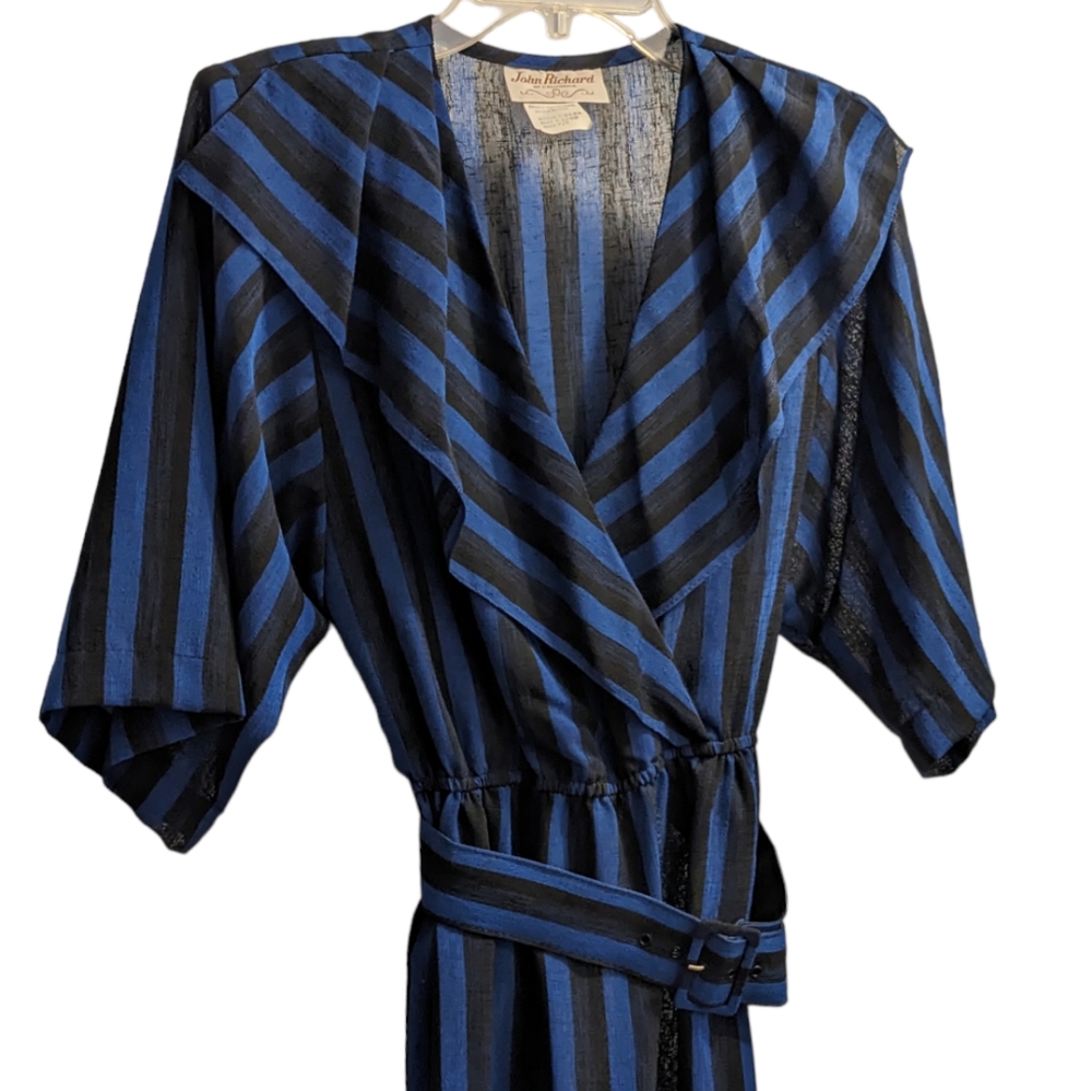 John Richard of California Blue & Black Striped Dress 7/8